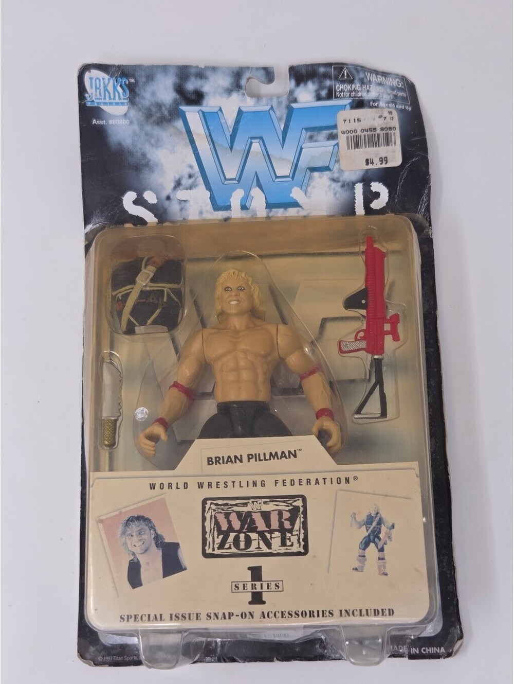 NEW 1997 Jakks Pacific WWF War Zone Series 1 STOMP Brian Pillman 7" Figure